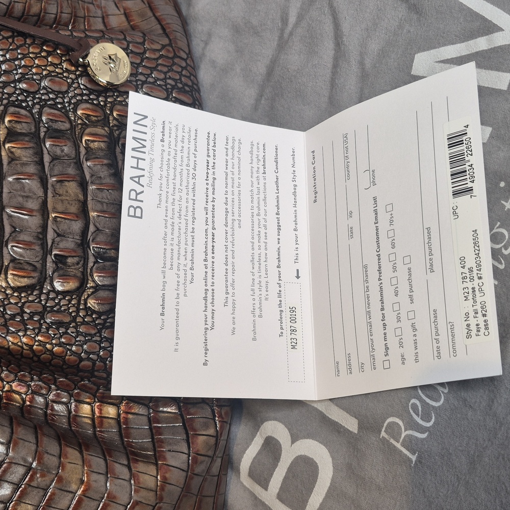Brahmin FAYE Fall Tortoise Croc Embossed Handbag - Picture 17 of 17